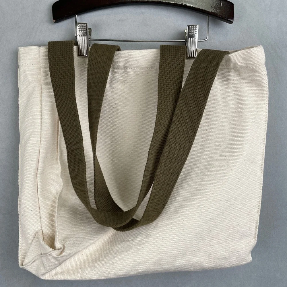 FEED 10 Canvas Tote Bag Natural Off-White Olive Green Straps Bulldog Drummond‎